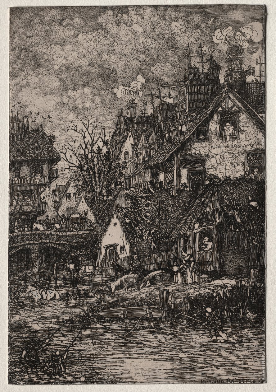 Entrada para uma vila, 1861. de Rodolphe Bresdin