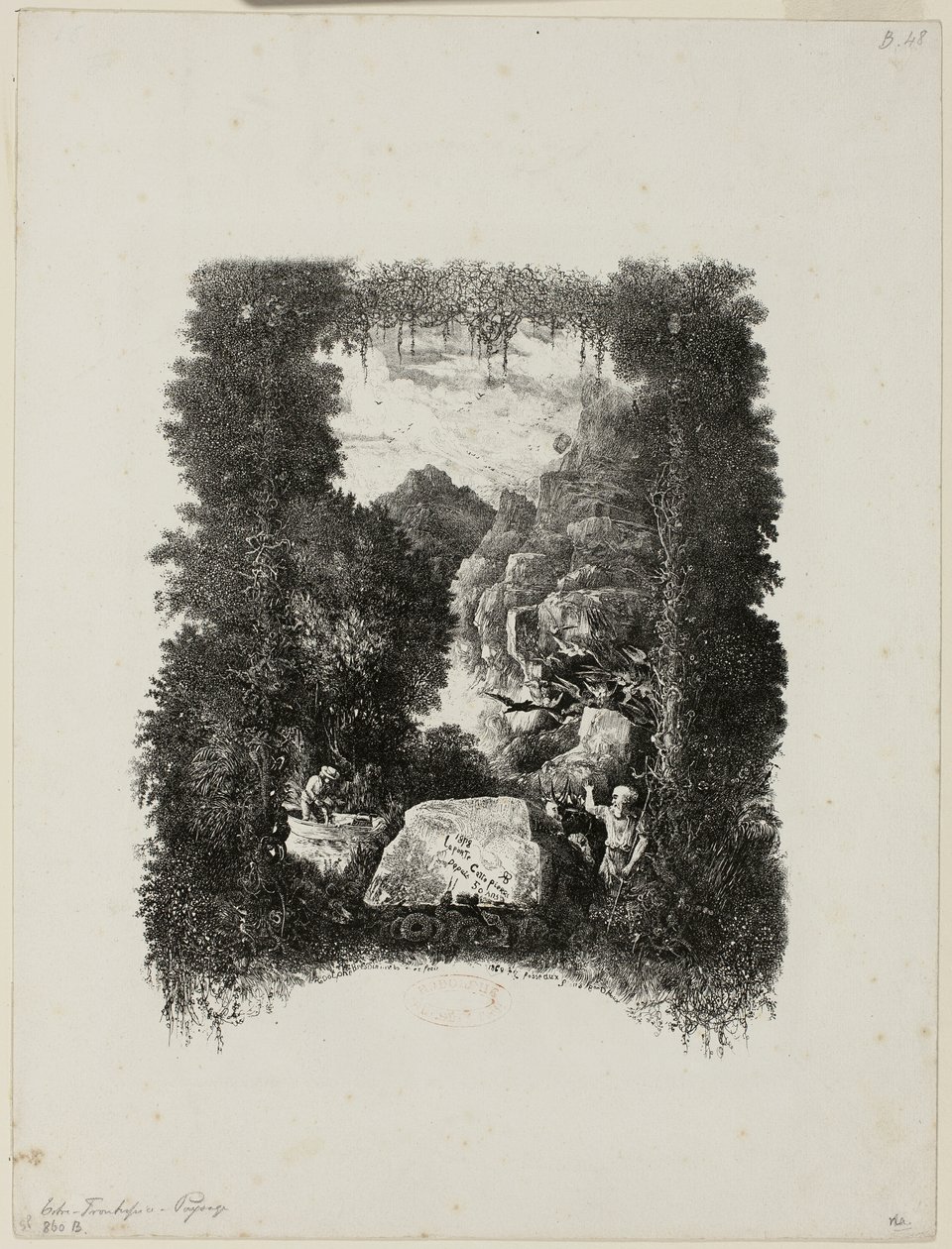 Frontispício para fábulas e contos de Hippolyte de Thierry-Faletans de Rodolphe Bresdin