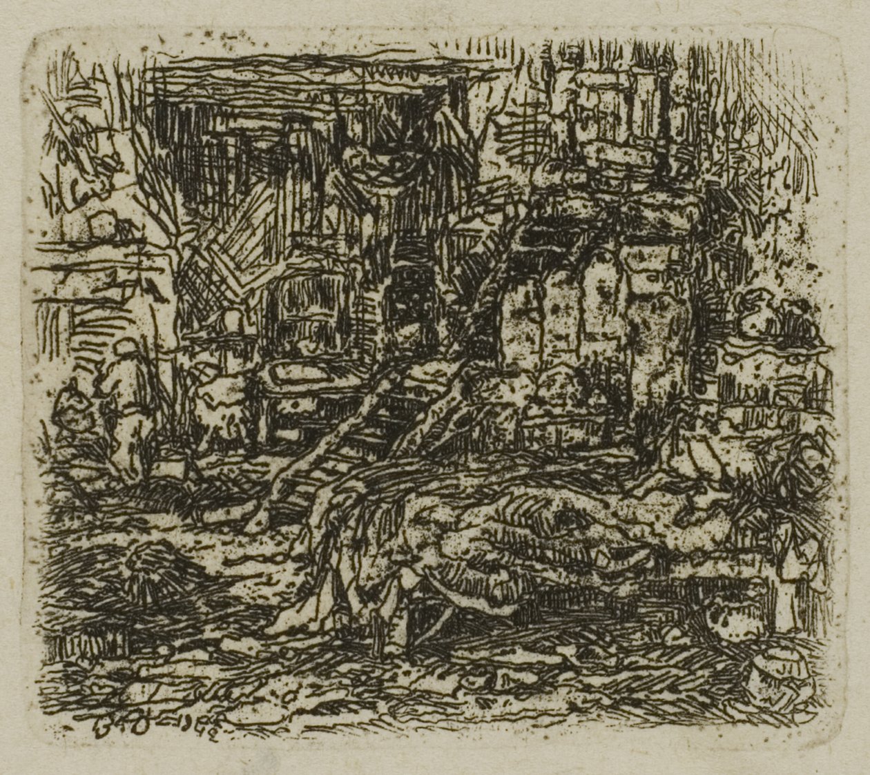 Interior de uma casa de fazenda de Rodolphe Bresdin