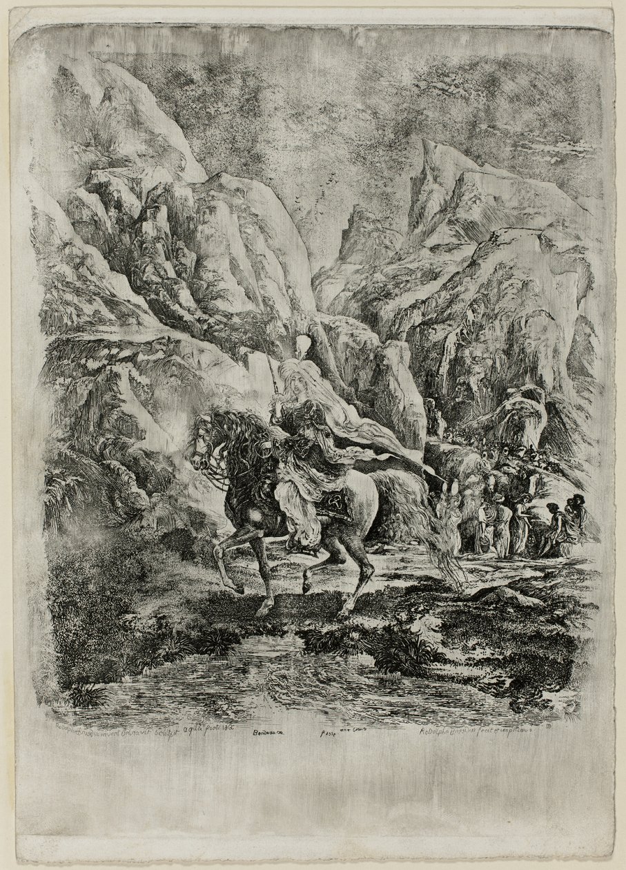 Cavaleiro oriental nas montanhas de Rodolphe Bresdin