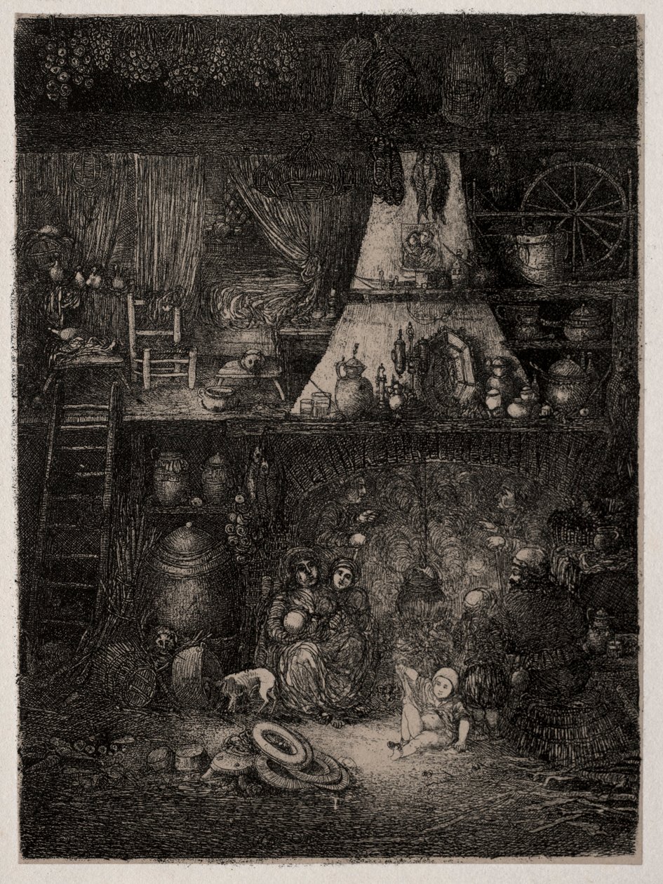 Interior camponês na Haute-Garonne, 1858. de Rodolphe Bresdin