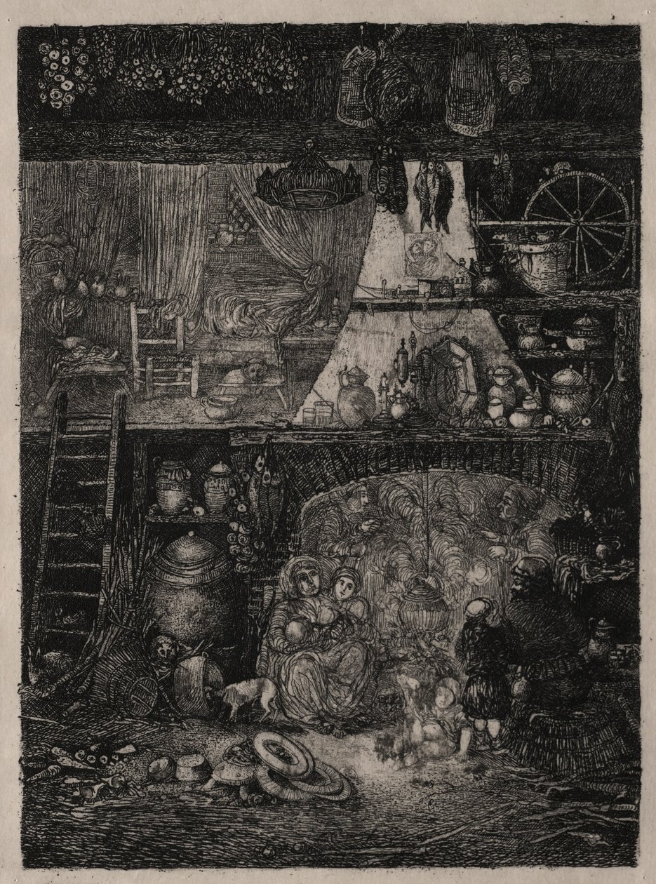 Interior camponês na Haute-Garonne, 1858. de Rodolphe Bresdin