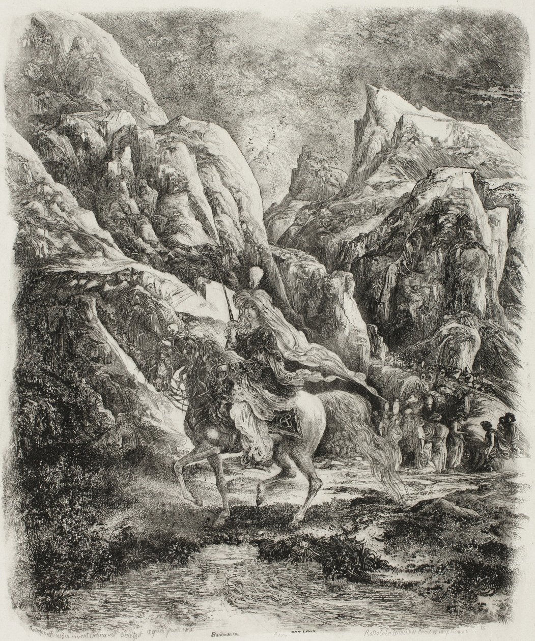 Cavaleiro nas montanhas de Rodolphe Bresdin