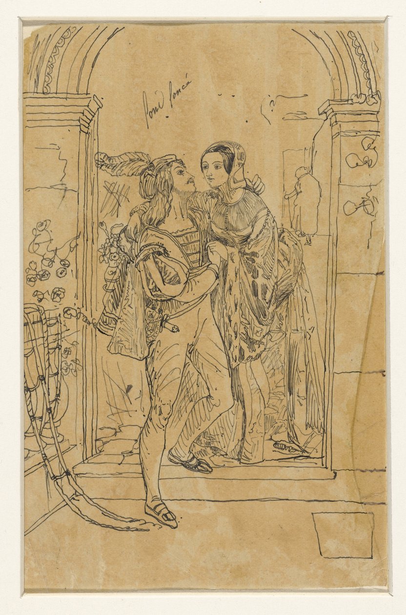Romeu e Julieta em traje do século XV de Rodolphe Bresdin