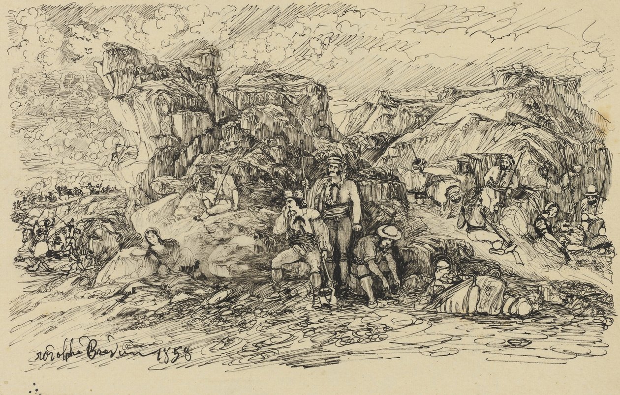 Os contrabandistas, 1858 de Rodolphe Bresdin