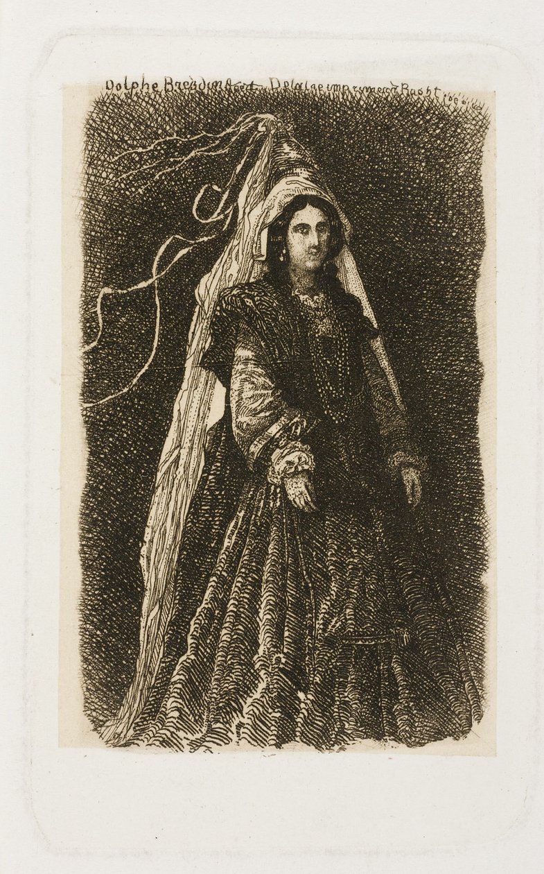 Mulher em traje medieval fantástico de Rodolphe Bresdin