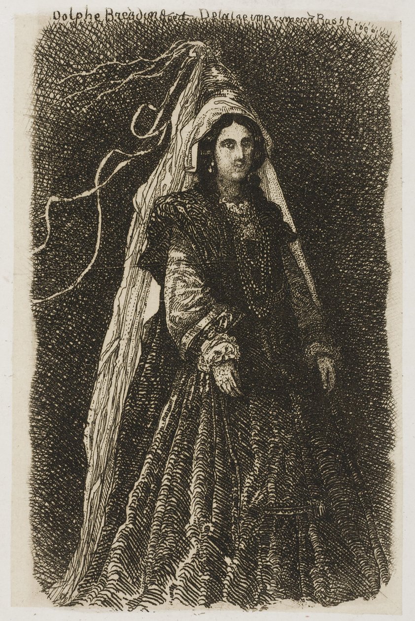 Mulher fantasiada de Medieval de Rodolphe Bresdin