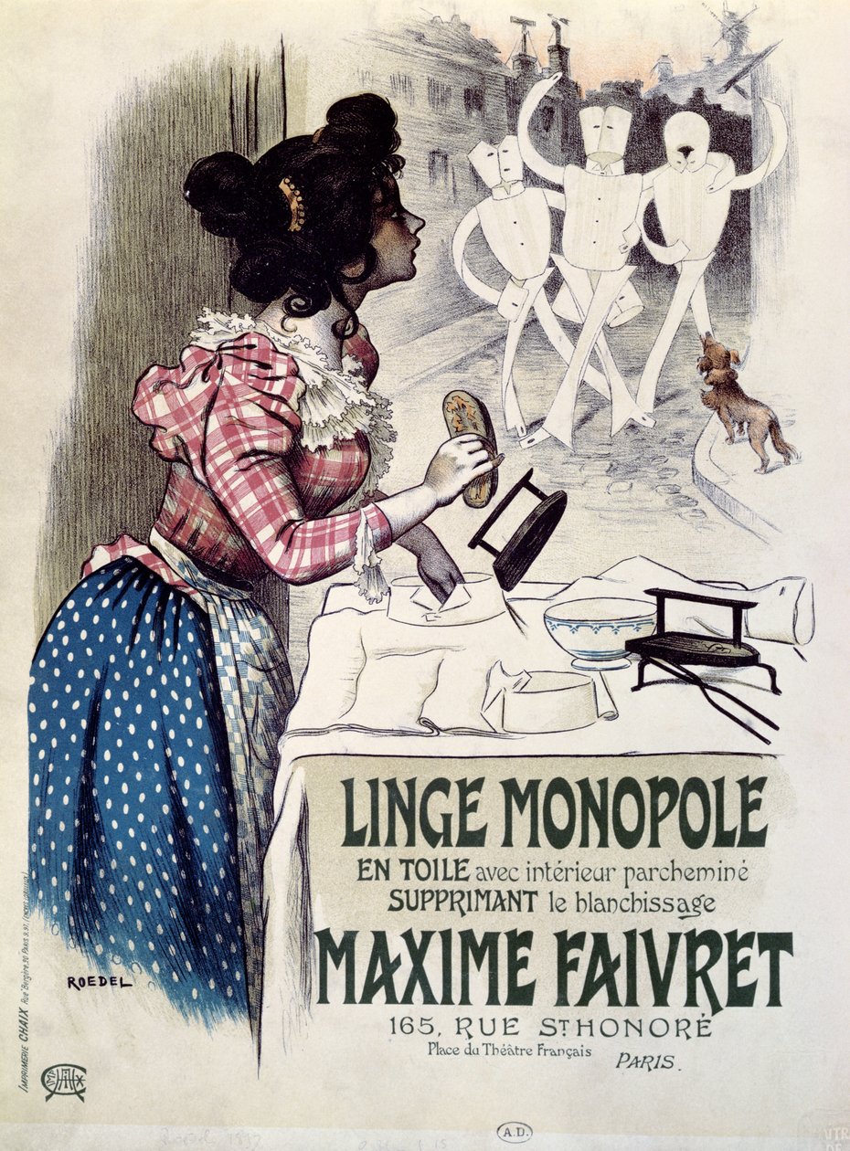 Poster publicidade "Linge Monopole" produto anti-branqueamento, c.1895 de Roedel