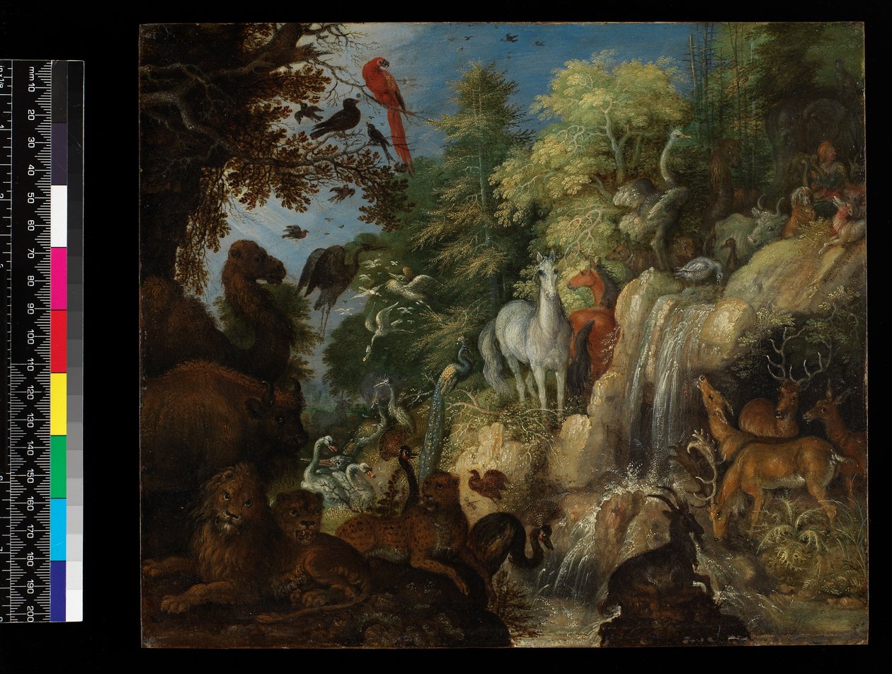 Orfeu com pássaros e feras, 1622 (óleo sobre cobre) de Roelandt Jacobsz. Savery