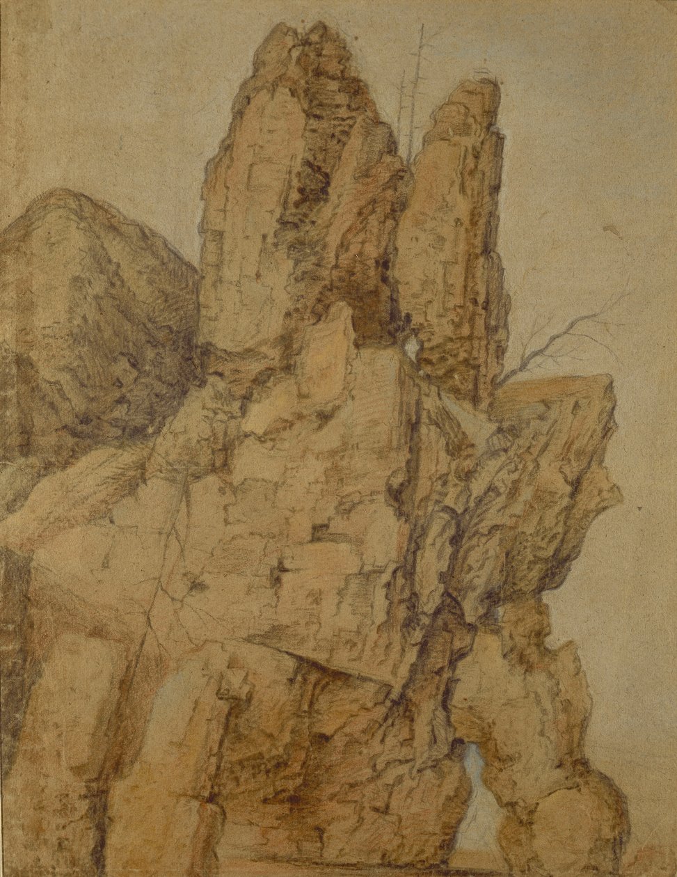 Montanha Rochosa (pastel e giz sobre papel) de Roelandt Jacobsz. Savery