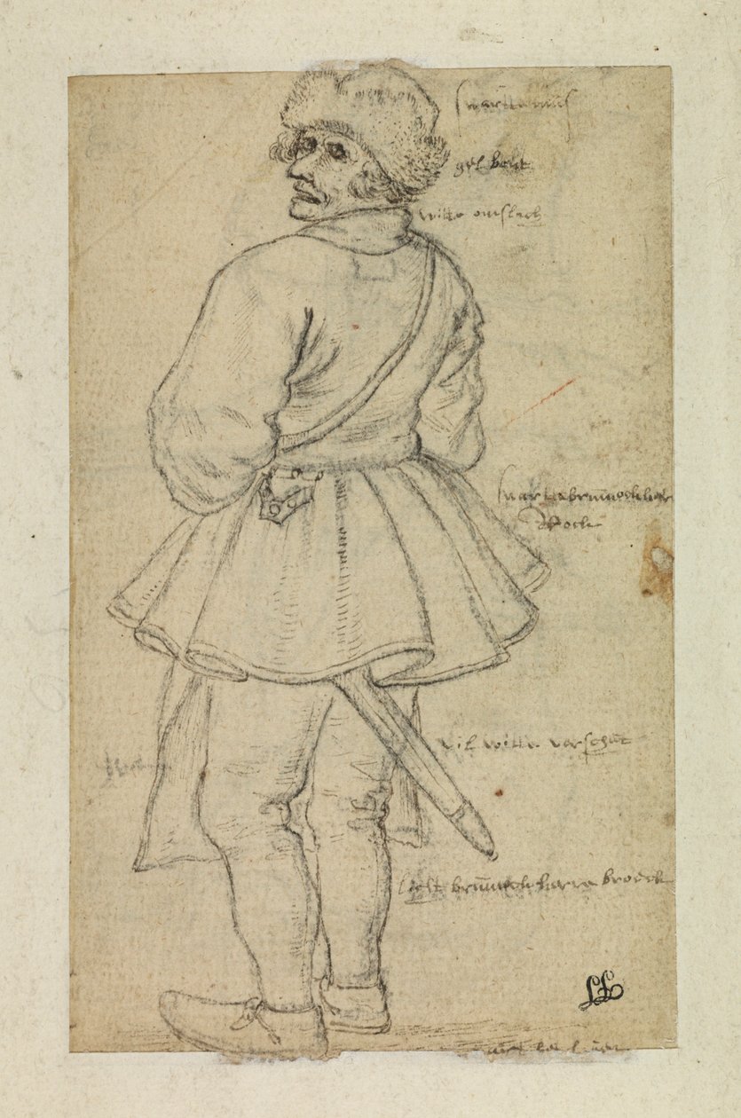 Homem visto de trás (verso) de Roelandt Jacobsz and Bruegel Pieter the Elder Savery
