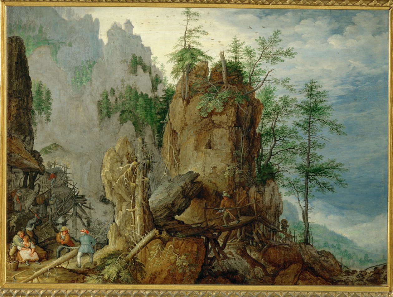 Paisagem de montanha com (cobre) de Roelandt Jacobsz. Savery