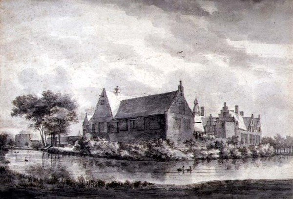 PD.645-1963 The Castle of Marquette, Holland, c.1646-47 (lavagem, giz, caneta e tinta sobre papel) de Roelandt Roghman