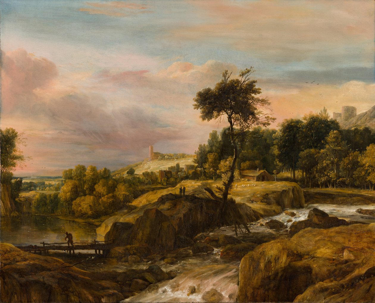 Paisagem montanhosa com cascata de Roelandt Roghman
