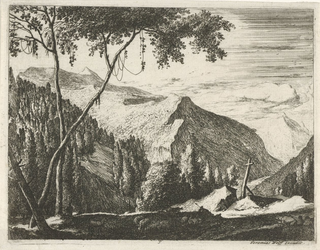Paisagem de montanha com cruz
Paisagens tirolesas (título da série) de Roelant Roghman