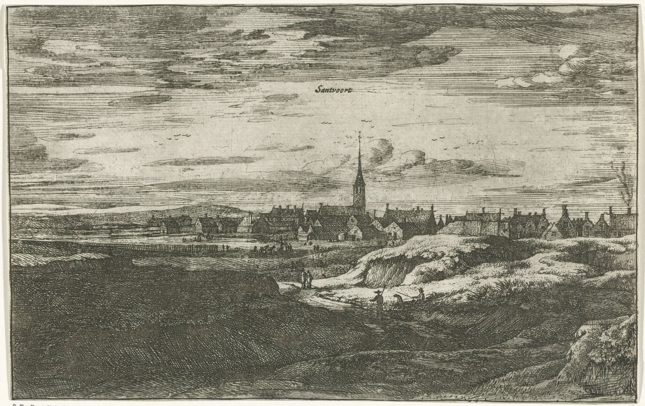 Vista de Zandvoort Santvoort (título no objeto) Cenas de aldeia no norte da Holanda (título da série) de Roelant Roghman