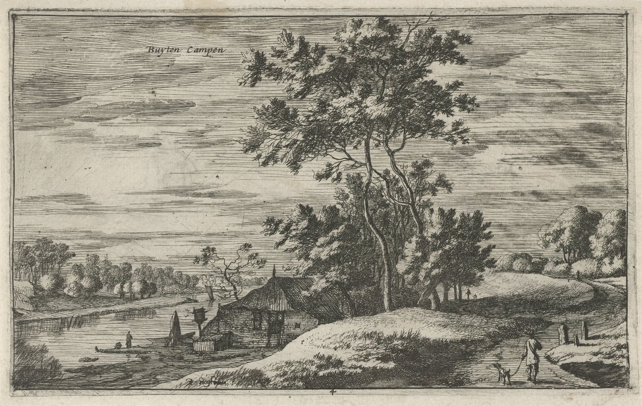 Vista do IJssel perto de Kampen Buyten Campen (título no objeto) Paisagens no norte da Holanda (Roelant Roghman) (título da série) de Roelant Roghman