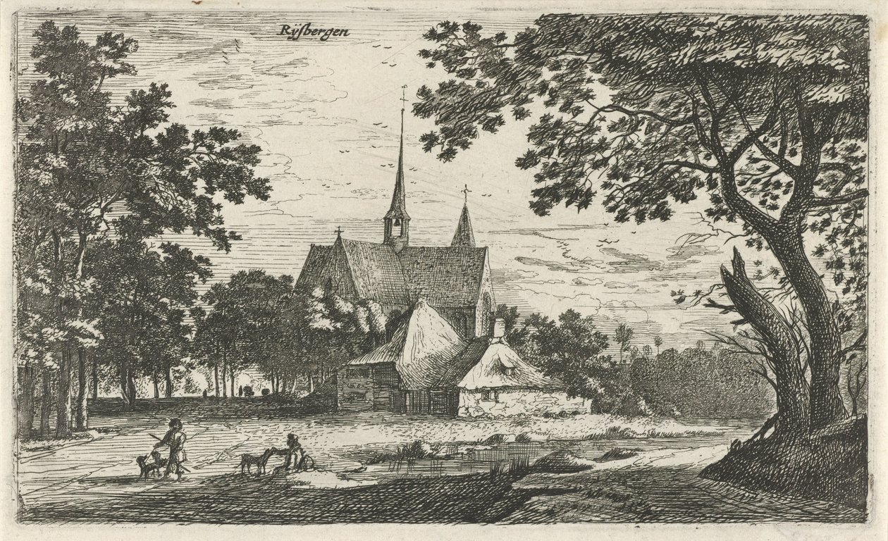 Vista da igreja de São Willibrordus em Klein-Zundert
Rysbergen (título sobre o objecto)
Vistas da aldeia no Norte dos Países Baixos (título da série) de Roelant Roghman