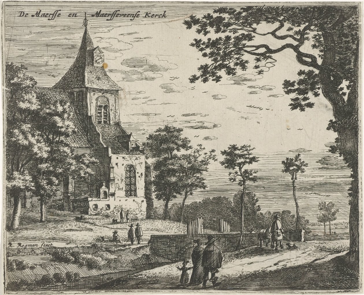 Igreja de Maarsseveen De Masse e Maarsseveense Kerck (título no objeto) Paisagens nas províncias da Holanda e Utrecht (título da série) de Roelant Roghman