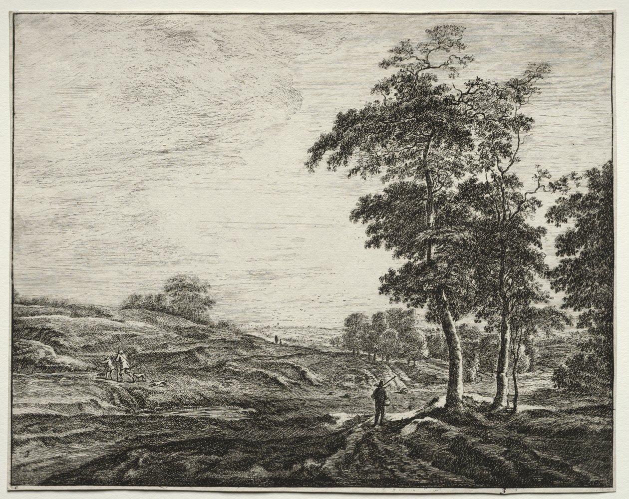 Seis vistas no Bosque de Haia: Placa 3, Camponês visto de trás de Roelant Roghman
