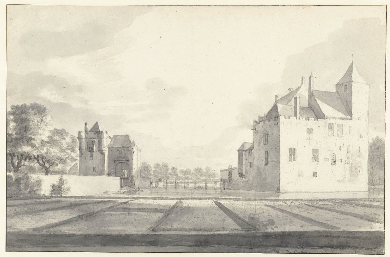 Vista de Huis Beverweerd, vista do nordeste de Roelant Roghman