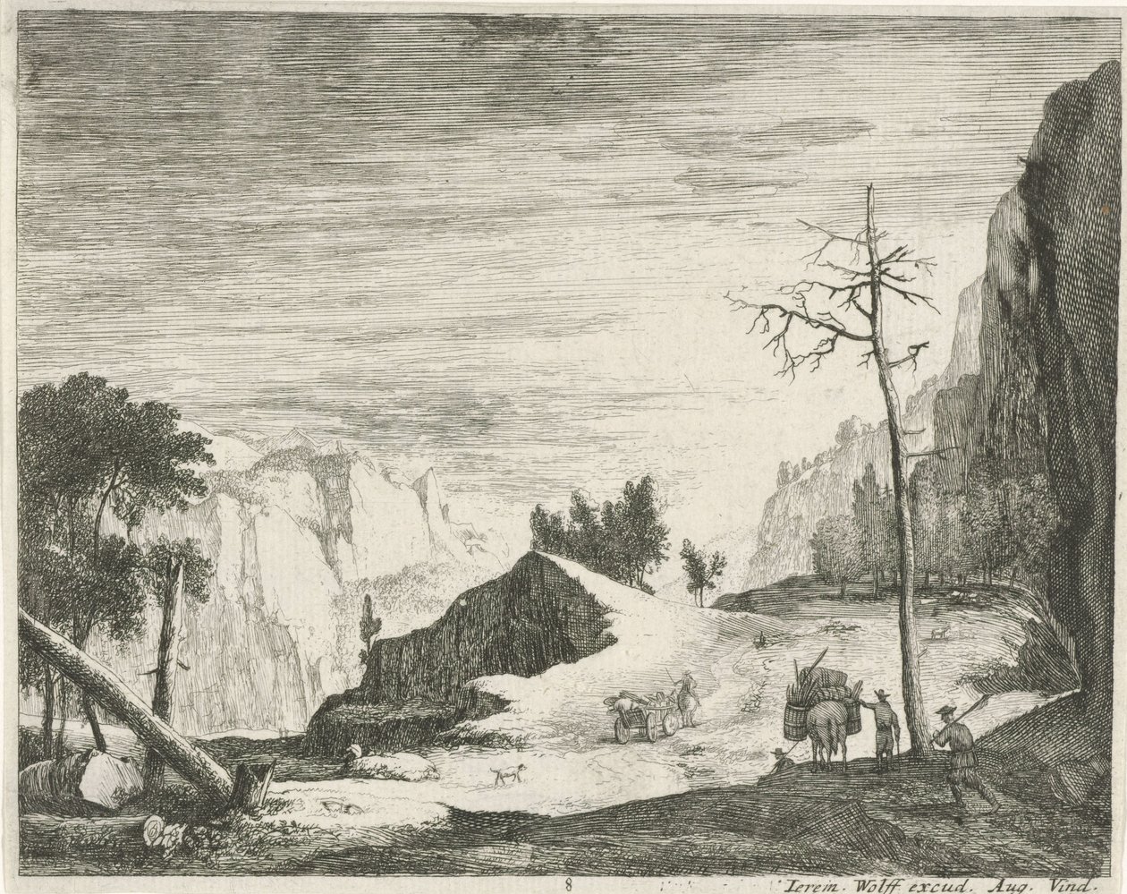 Estrada em uma paisagem de montanha Paisagens tirolesas (título da série) de Roelant Roghman
