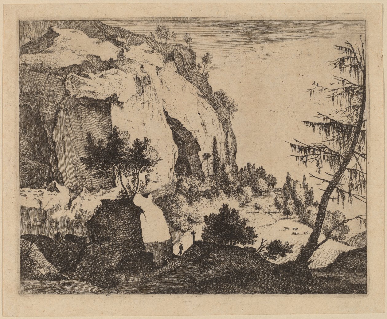 Paisagem rochosa com abeto: pl.4 de Roelant Roghman and Melchior Küsel