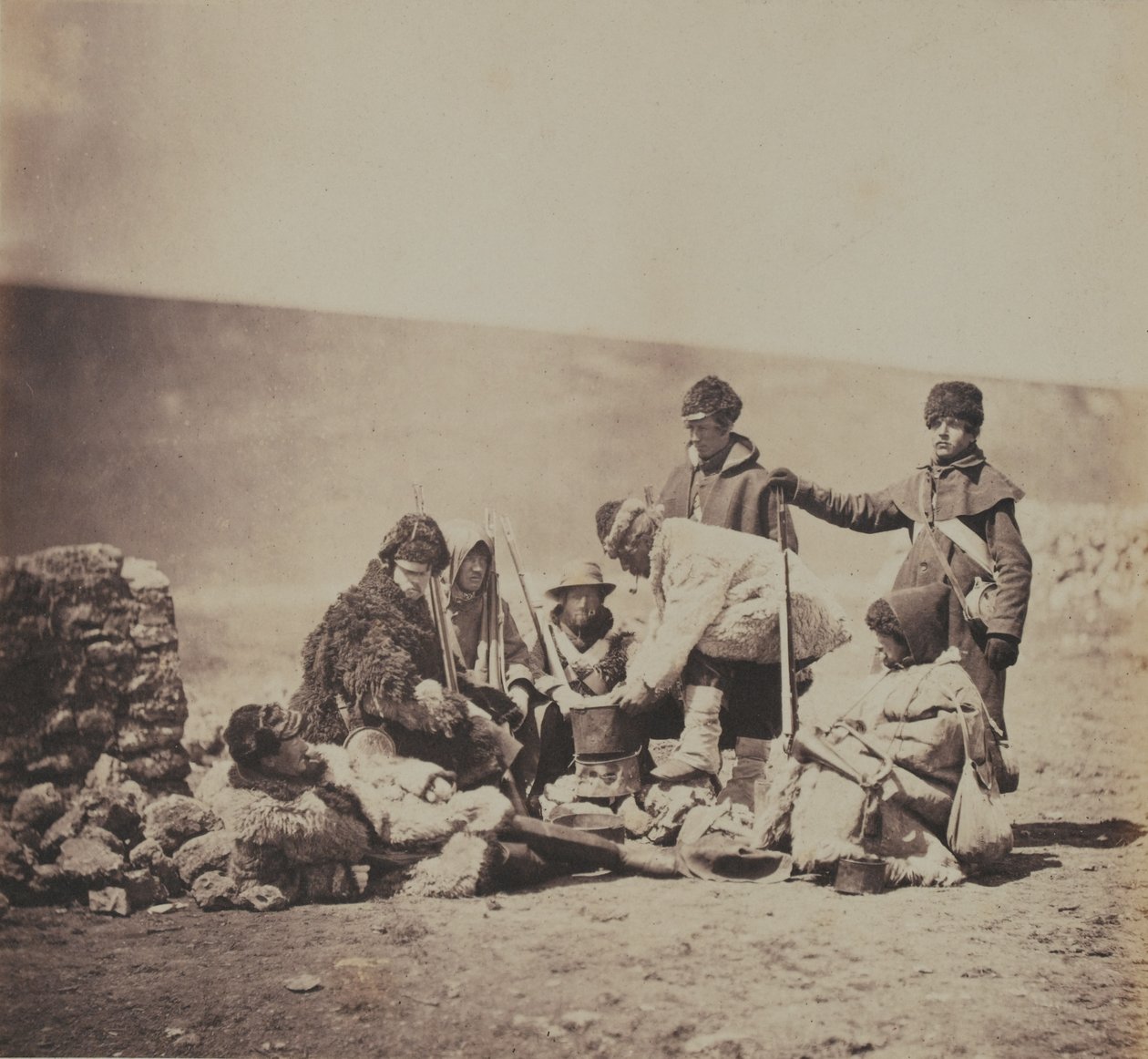 Grupo do 47º (Lancashire) Regimento do Pé, de um álbum de 52 fotografias associadas à Guerra da Crimeia, 1855 de Roger Fenton