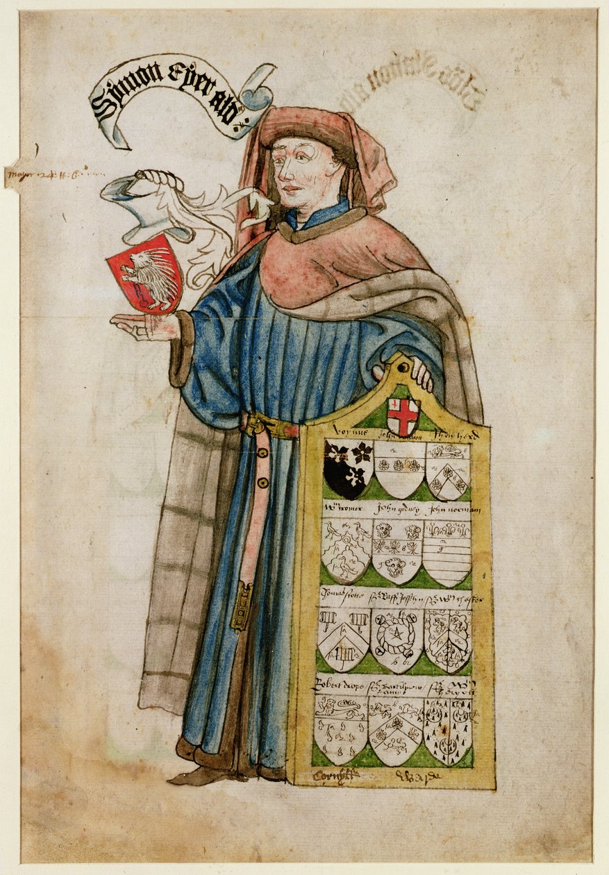 Simon Eyre nas vestes de um vereador da cidade de Londres, c.1450 (wc no papel) de Roger Leigh
