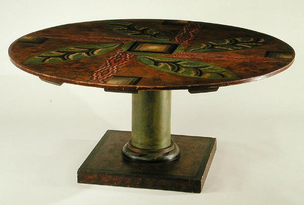 Mesa Circular, c.1913-14 (madeira pintada à mão) de Roger Eliot Fry