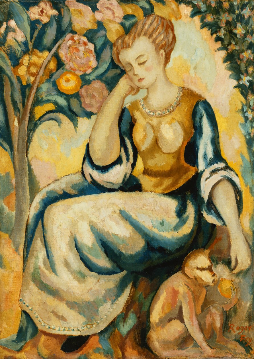 Senhora com um macaco, c.1917 de Roger Eliot Fry