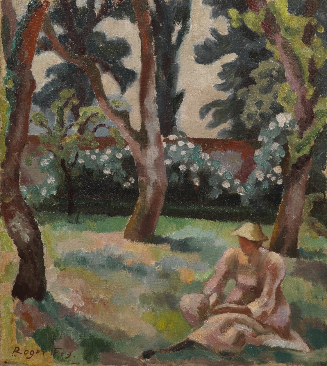 Pomar, mulher sentada em um jardim de Roger Eliot Fry