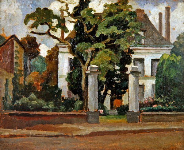 Casa Suburbana (óleo sobre painel) de Roger Eliot Fry