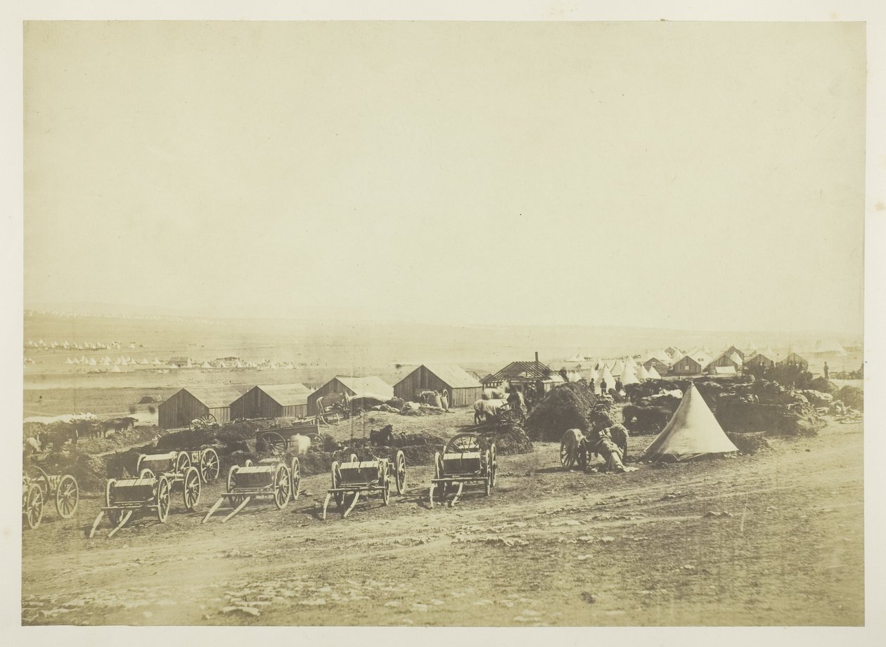 Vagões de artilharia, Balaklava ao longe de Roger Fenton