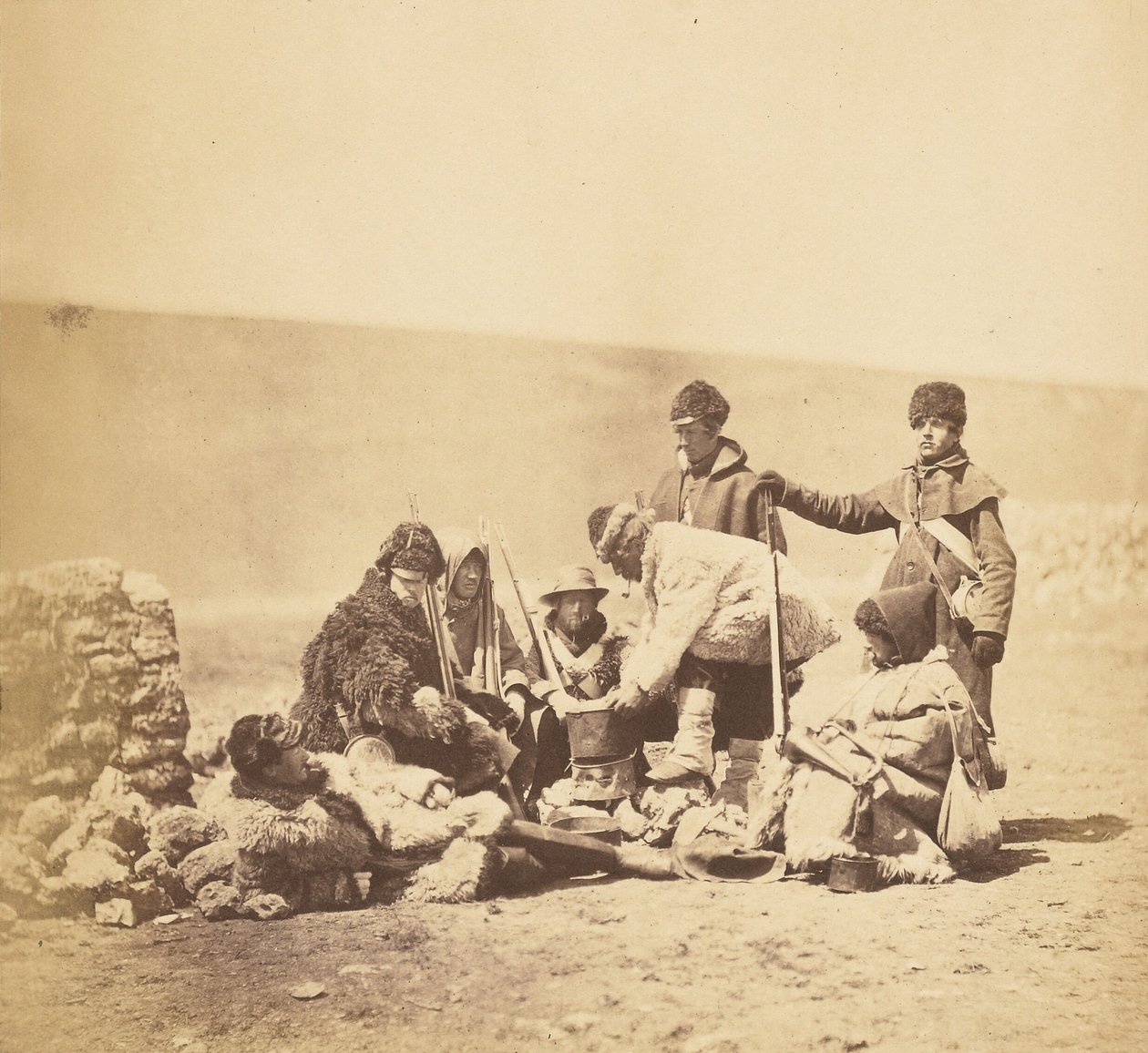 Grupo do 47.º regimento em uniforme de Inverno de Roger Fenton