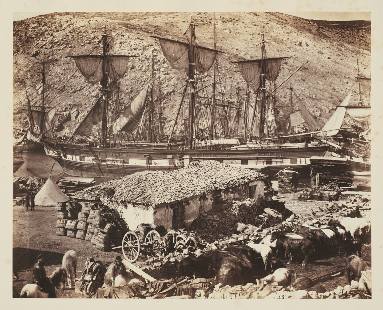 Porto de Balaclava, o cais do gado de Roger Fenton