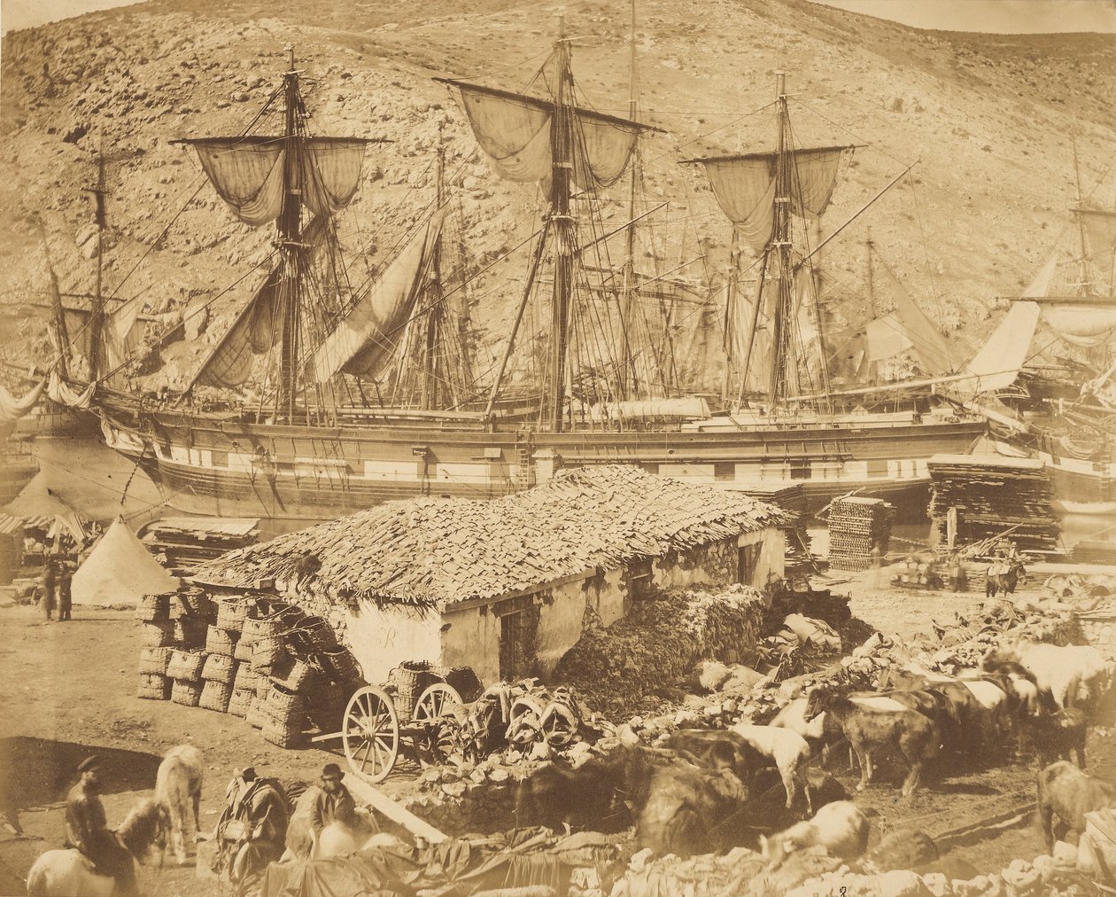 Porto de Balaclava, o cais do gado de Roger Fenton