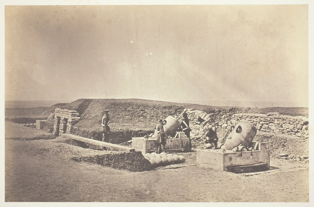 Baterias de morteiros em frente à Casa de Picquet, Divisão Ligeira de Roger Fenton