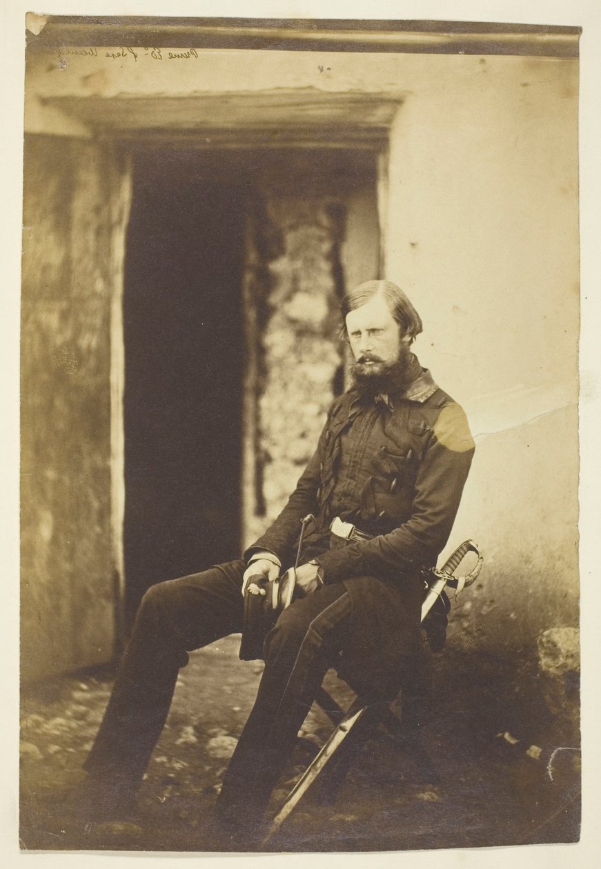 Príncipe Eduardo de Saxe-Weimar, fotografado no campo, Crimeia de Roger Fenton