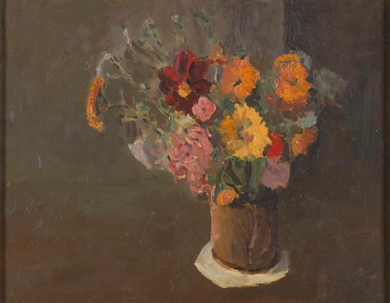 Natureza Morta (Margaridas de Michaelmas num Tankard de Pote) de Roger Fry