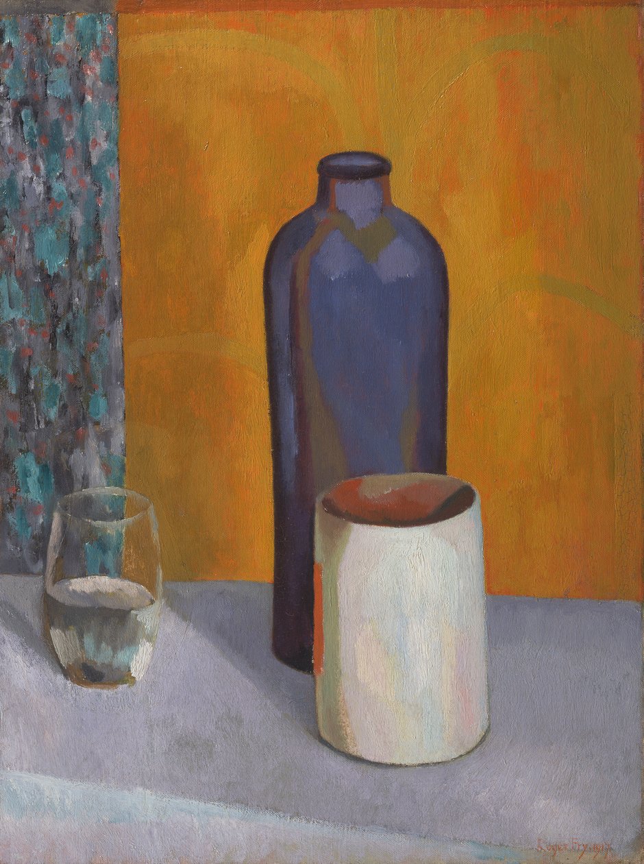 Natureza morta com garrafa azul de Roger Fry