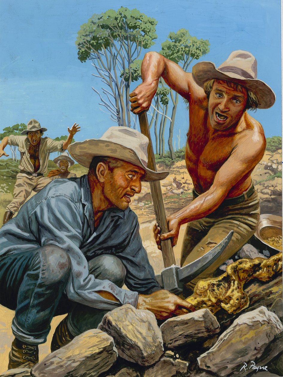 Garimpeiros (guache sobre papel) de Roger Payne