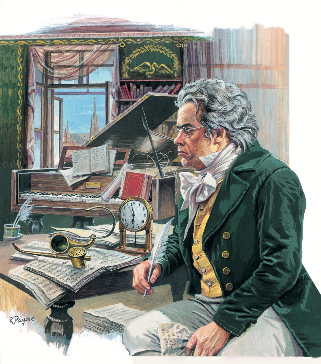 Ludwig van Beethoven (1770-1827) (guache sobre papel) de Roger Payne