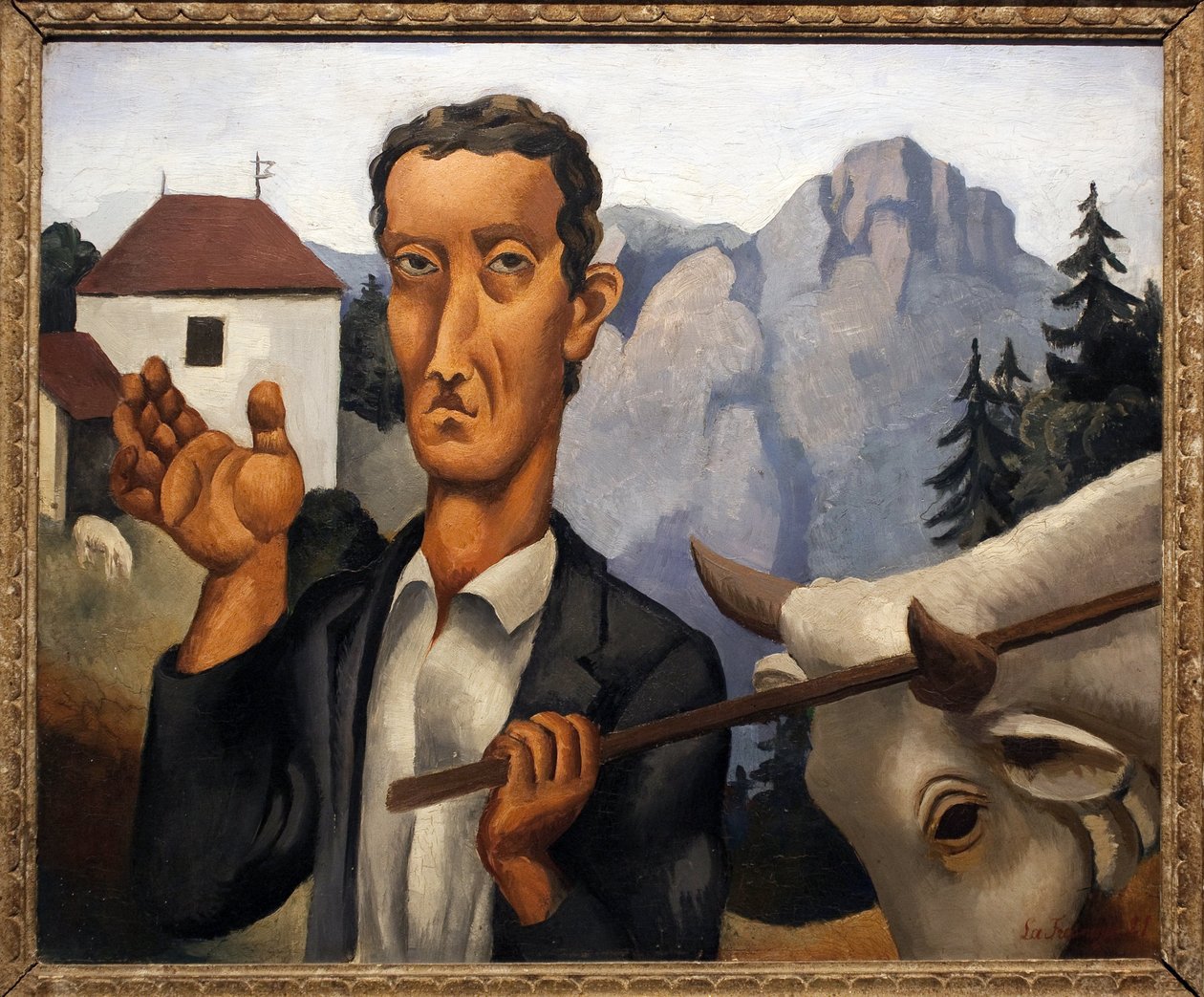 O veado. Pintura de Roger de La Fresnaye (1885-1925), óleo sobre madeira de Roger de La Fresnaye