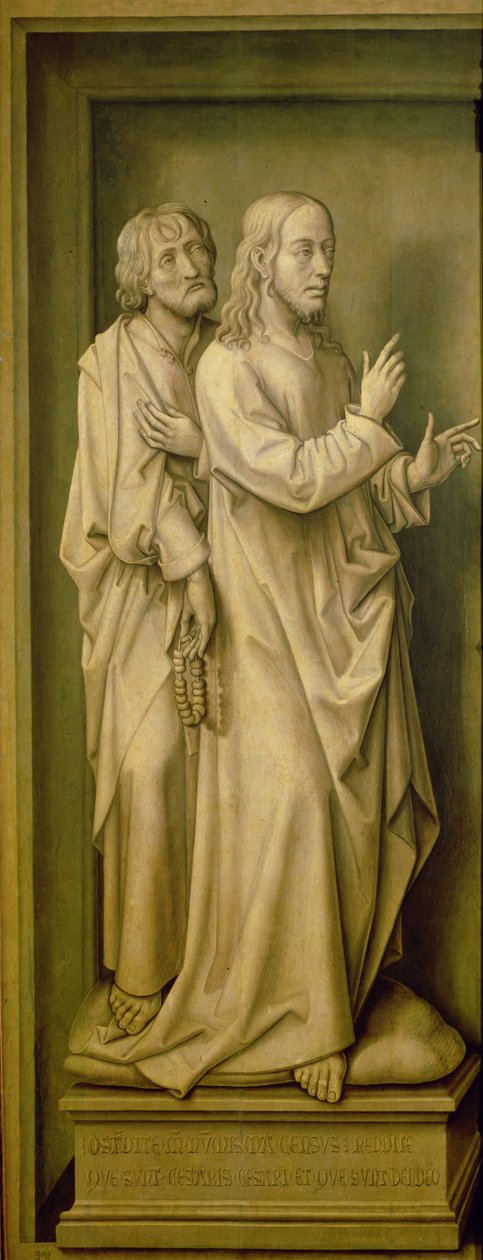 Cristo e um discípulo, do tríptico da redenção, 1455-59 de Rogier van der Weyden
