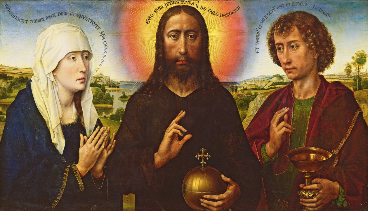 Cristo Redentor com a Virgem e São João Evangelista, painel central do Tríptico da Família Braque de Rogier van der Weyden