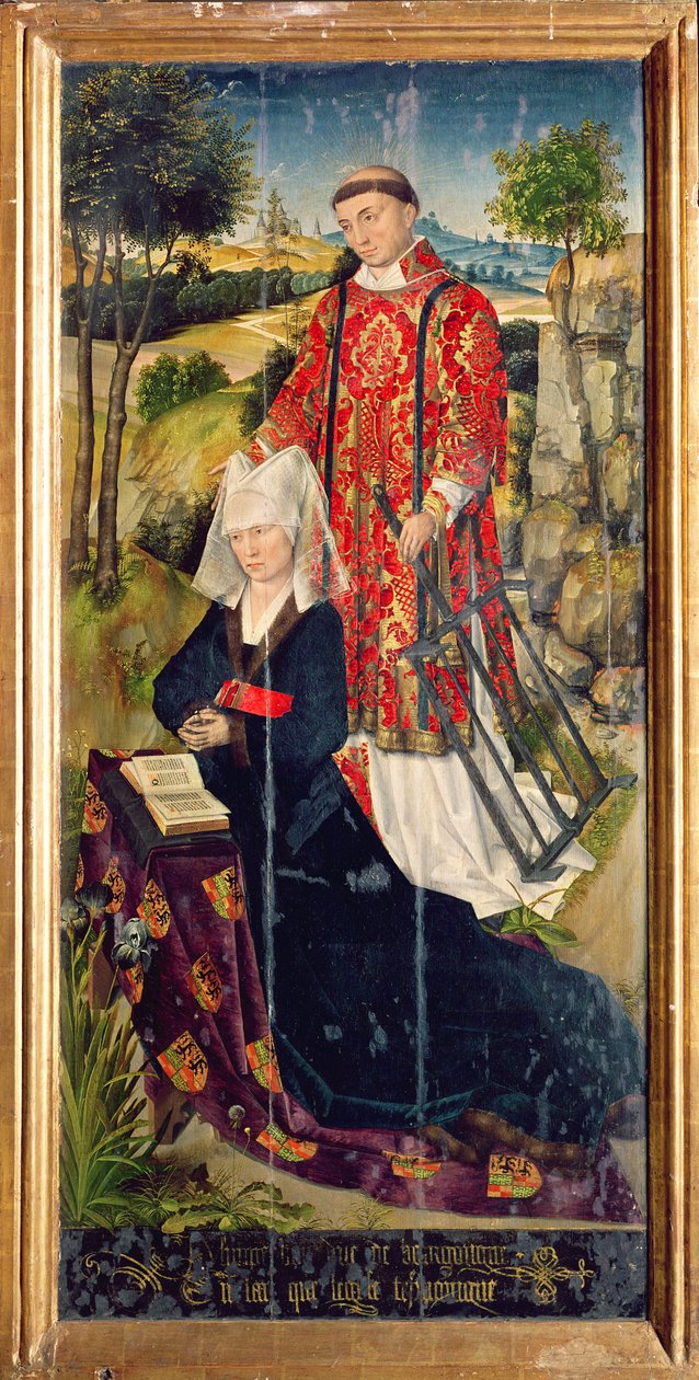 Painel direito, do polyptych do altar principal, representando Laure de Jaucourt, 1460-66 de Rogier van der Weyden