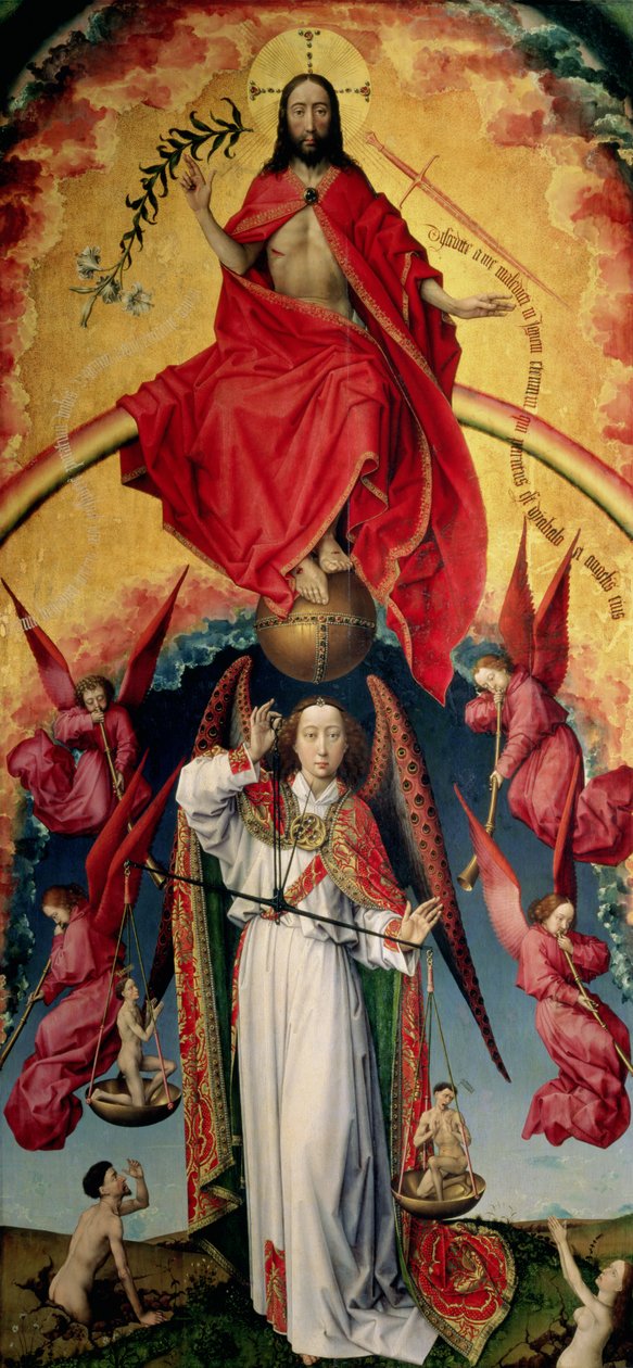 São Miguel Pesando as Almas, do Juízo Final, c.1445-50 (ver 20546) de Rogier van der Weyden
