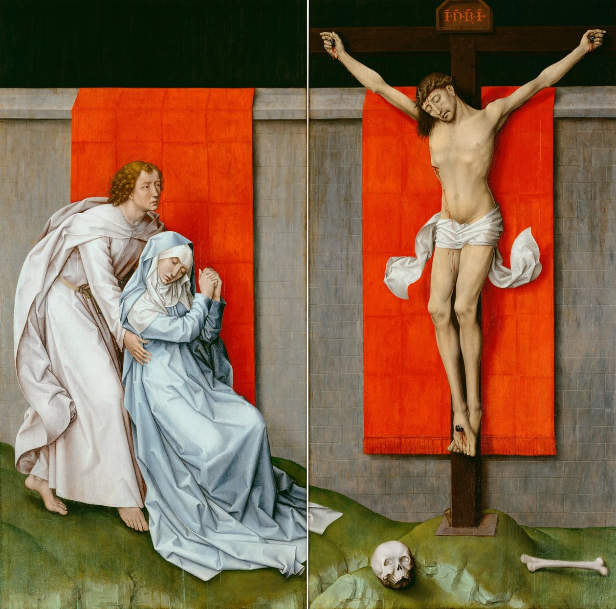 A Crucificação, com a Virgem e São João Evangelista Luto de Rogier van der Weyden