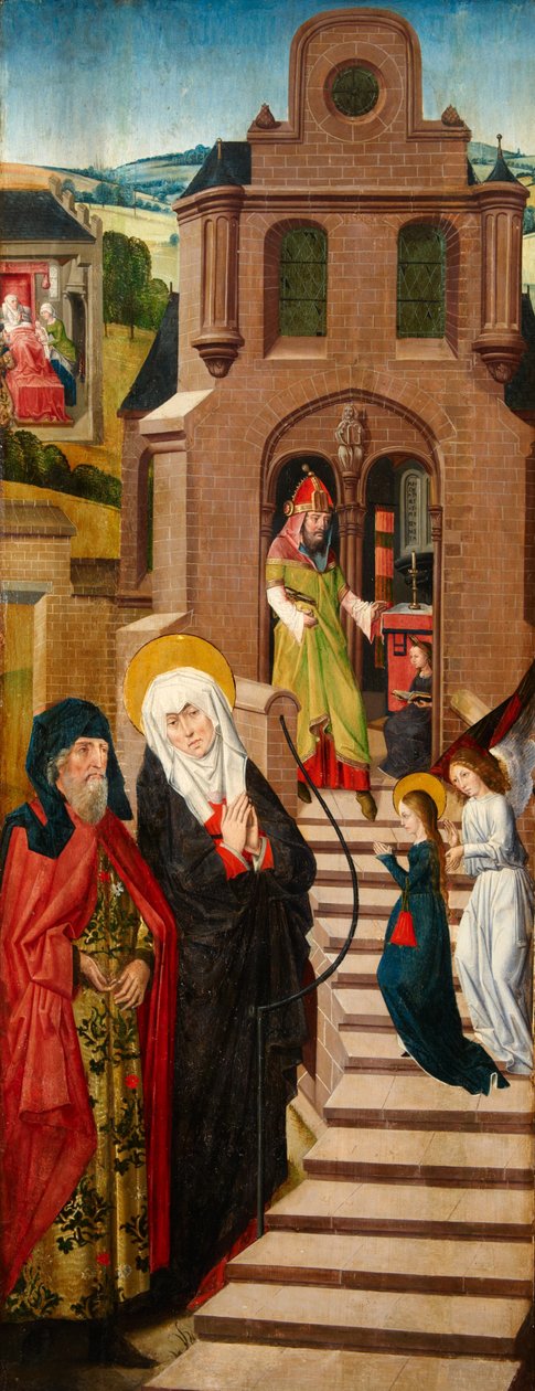 A Moça de Maria, ala direita do Triptico de Weston, c.1480 de Rogier van der Weyden